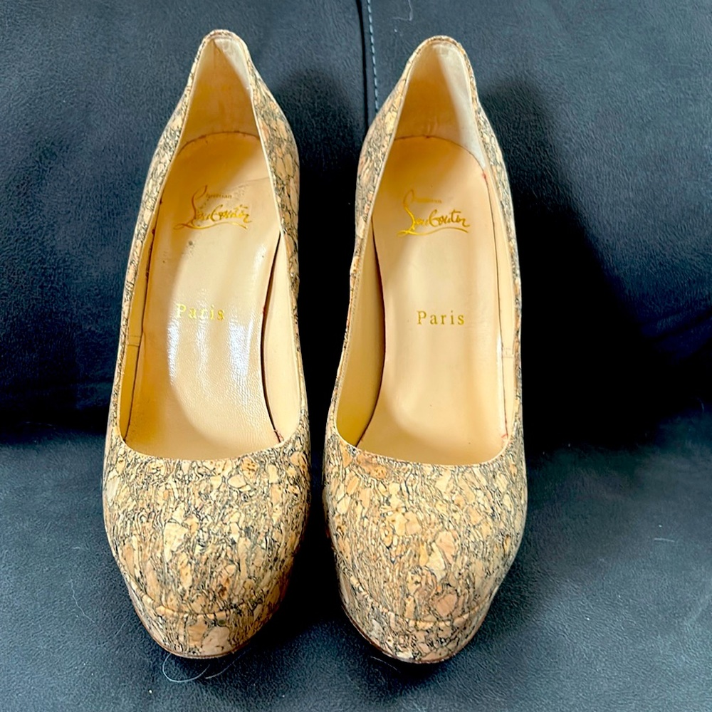 SOLD ON XPOSTED SITE!!Christian Louboutin SZ 38 size 8 platform heel in Cork